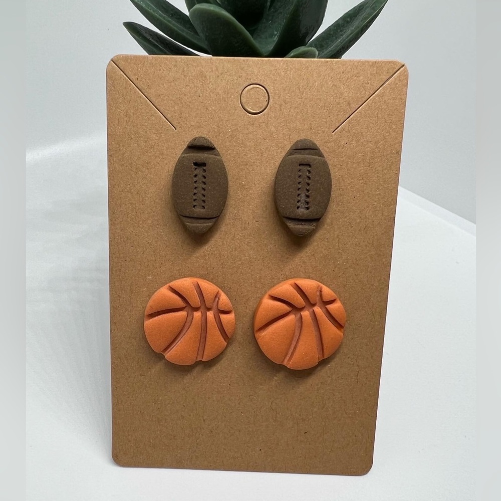 Football and basketball stud duo pack - polymer clay earrings